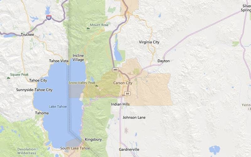 Carson City Nevada USDA home loan eligible areas map
