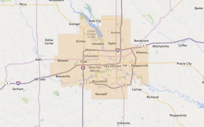Des Moines Iowa USDA home loan eligible areas