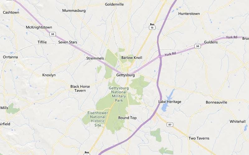 Gettysburg Pennsylvania USDA areas