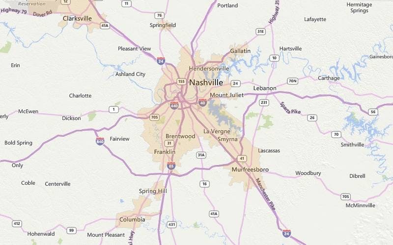 Nashville Tennessee USDA home loan eligible areas map