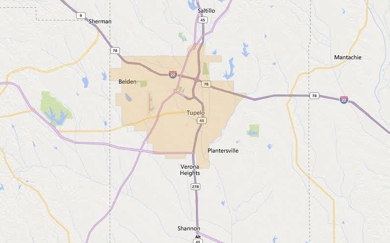 Tupelo Mississippi USDA areas