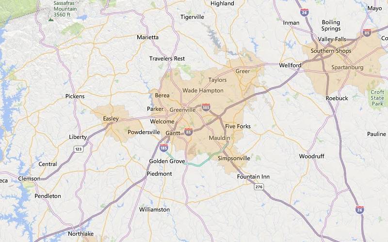 Greenville, South Carolina USDA loan eligible areas