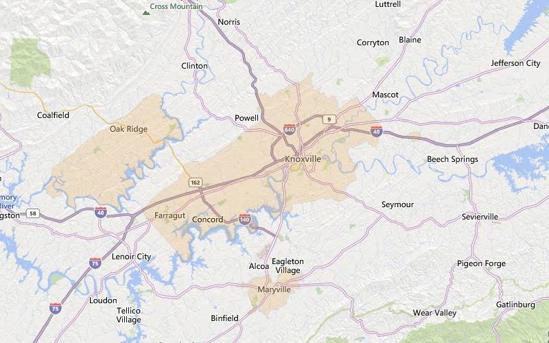 Knoxville Tennessee USDA home loan eligible areas map