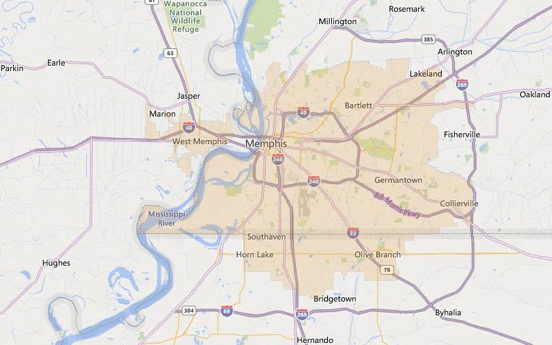 Memphis Tennessee USDA home loan eligible areas map