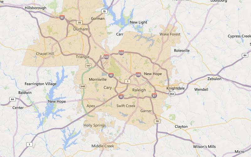 Raleigh North Carolina USDA home loan eligible areas map
