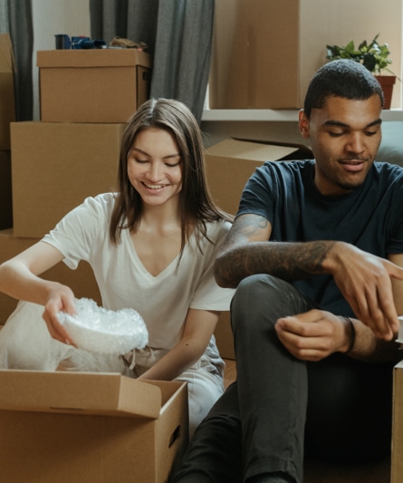 young couple packing